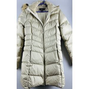 Mountain Hardware Coat Wmns Sz S Puffer Down Jacket Tan Detach Hood Full Zip